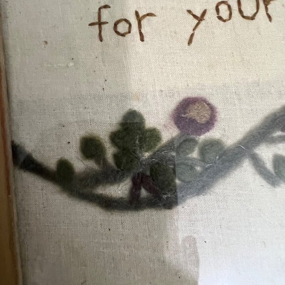 Vintage Handmade‎ Embroidered Sister Quote Distressed Framed With Floral Design - Picture 6 of 9